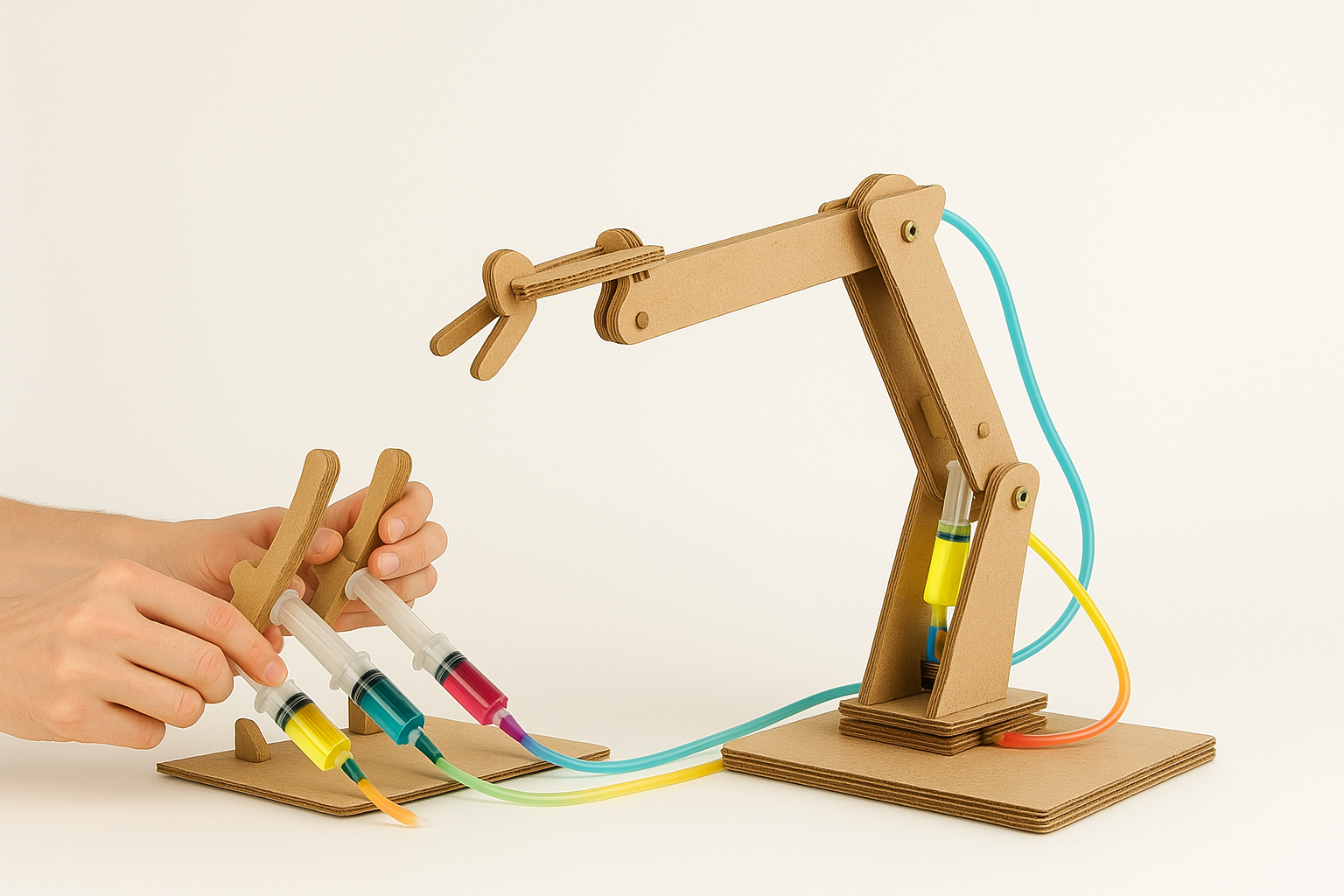 Brazo hidráulico con jeringas